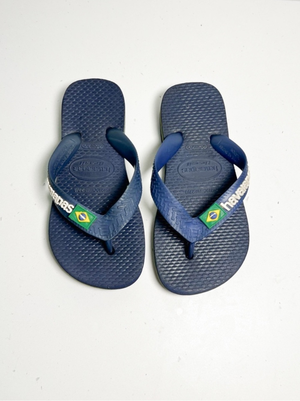 Havaianas Kids Navy Blue Flip Flop Sandals with Brazil Badge size 9/10 Toddler